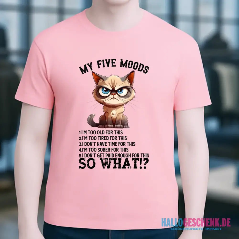5 MOODS • Katze • Unisex Premium T-Shirt XS-5XL aus Bio-Baumwolle für Damen & Herren • Exklusivdesign • personalisiert