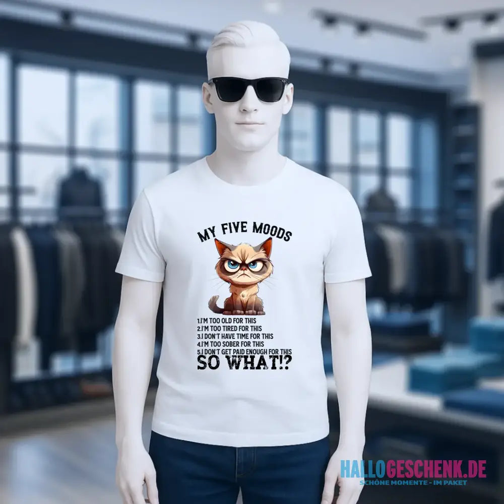 5 MOODS • Katze • Unisex Premium T-Shirt XS-5XL aus Bio-Baumwolle für Damen & Herren • Exklusivdesign • personalisiert