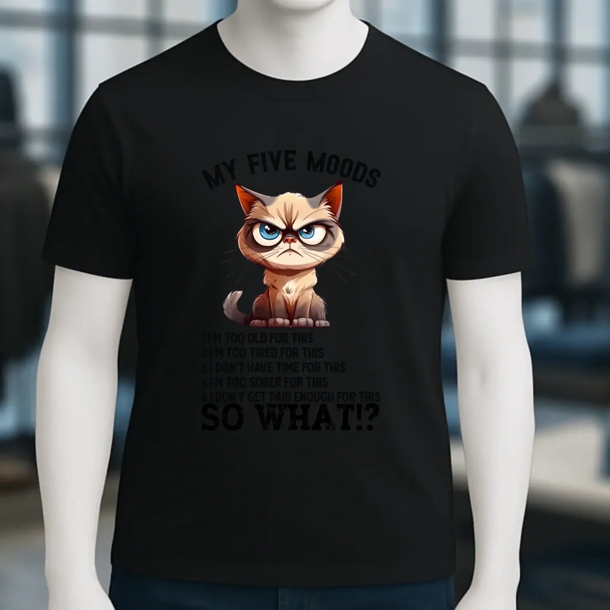 5 MOODS • Katze • Unisex Premium T-Shirt XS-5XL aus Bio-Baumwolle für Damen & Herren • Exklusivdesign • personalisiert