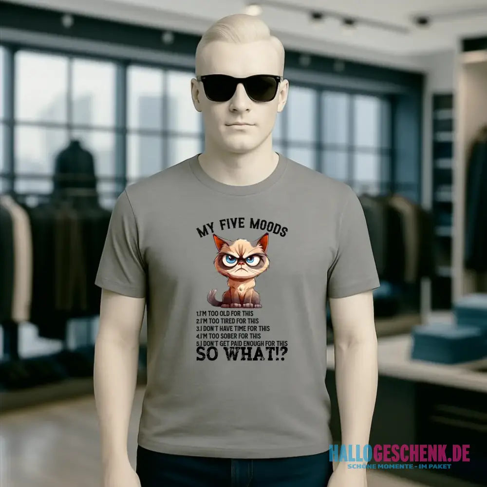 5 MOODS • Katze • Unisex Premium T-Shirt XS-5XL aus Bio-Baumwolle für Damen & Herren • Exklusivdesign • personalisiert