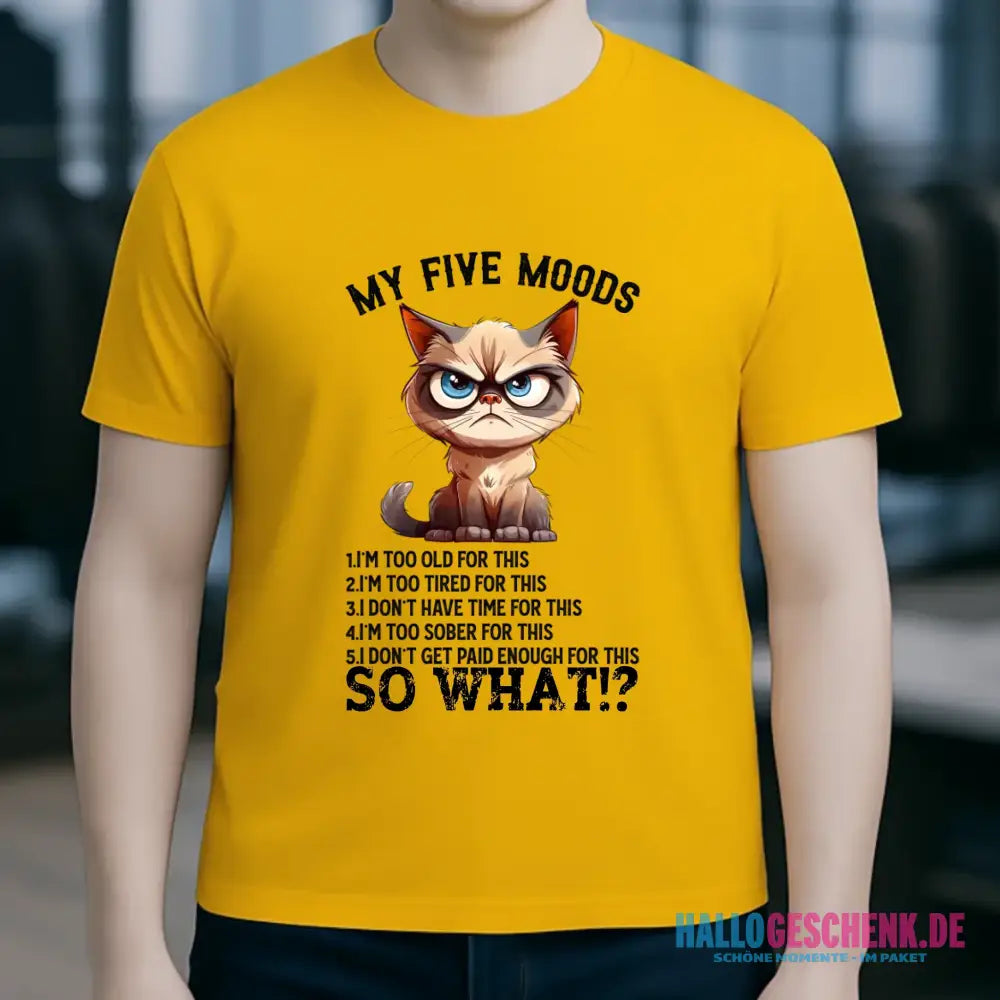 5 MOODS • Katze • Unisex Premium T-Shirt XS-5XL aus Bio-Baumwolle für Damen & Herren • Exklusivdesign • personalisiert