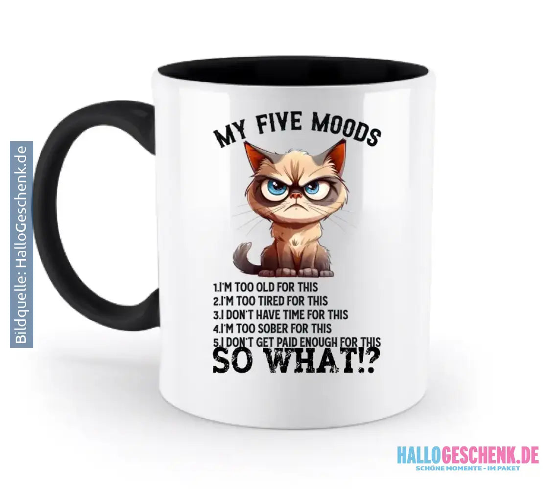 5 MOODS • Katze • zweifarbige Tasse • Exklusivdesign • personalisiert
