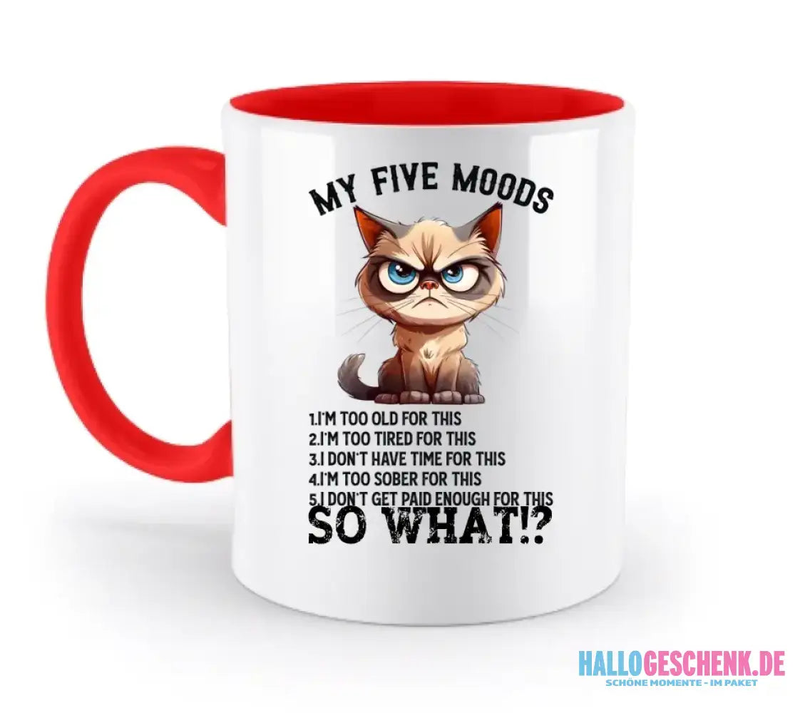 5 MOODS • Katze • zweifarbige Tasse • Exklusivdesign • personalisiert
