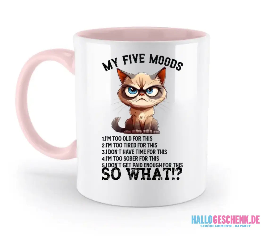 5 MOODS • Katze • zweifarbige Tasse • Exklusivdesign • personalisiert