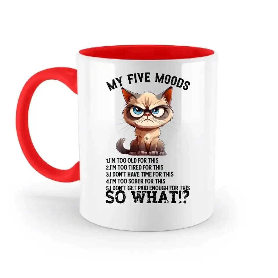 5 MOODS • Katze • zweifarbige Tasse • Exklusivdesign • personalisiert