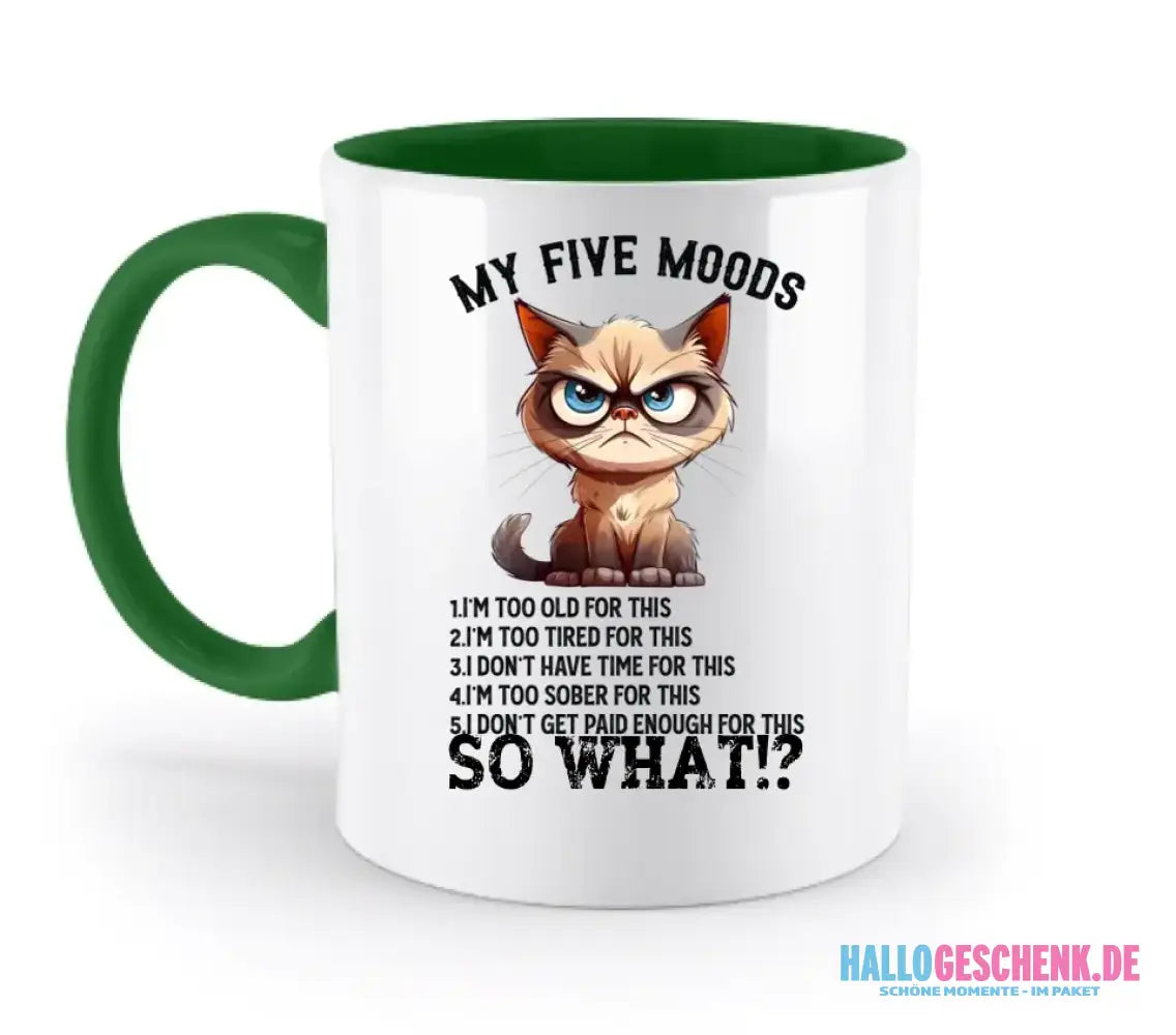 5 MOODS • Katze • zweifarbige Tasse • Exklusivdesign • personalisiert