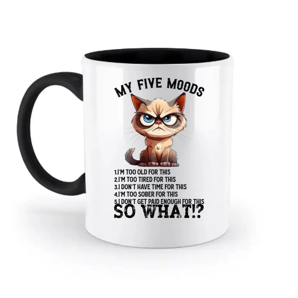 5 MOODS • Katze • zweifarbige Tasse • Exklusivdesign • personalisiert