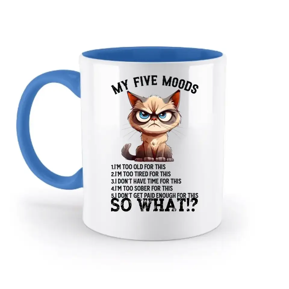 5 MOODS • Katze • zweifarbige Tasse • Exklusivdesign • personalisiert