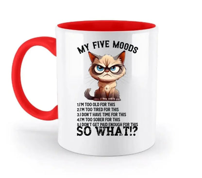 5 MOODS • Katze • zweifarbige Tasse • Exklusivdesign • personalisiert - HalloGeschenk.de