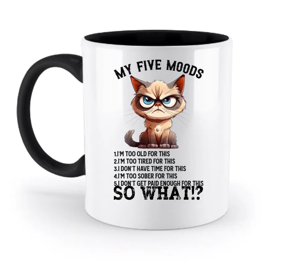 5 MOODS • Katze • zweifarbige Tasse • Exklusivdesign • personalisiert - HalloGeschenk.de