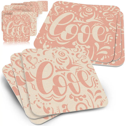 50 Bierdeckel Love Hochzeit Pastellrosa