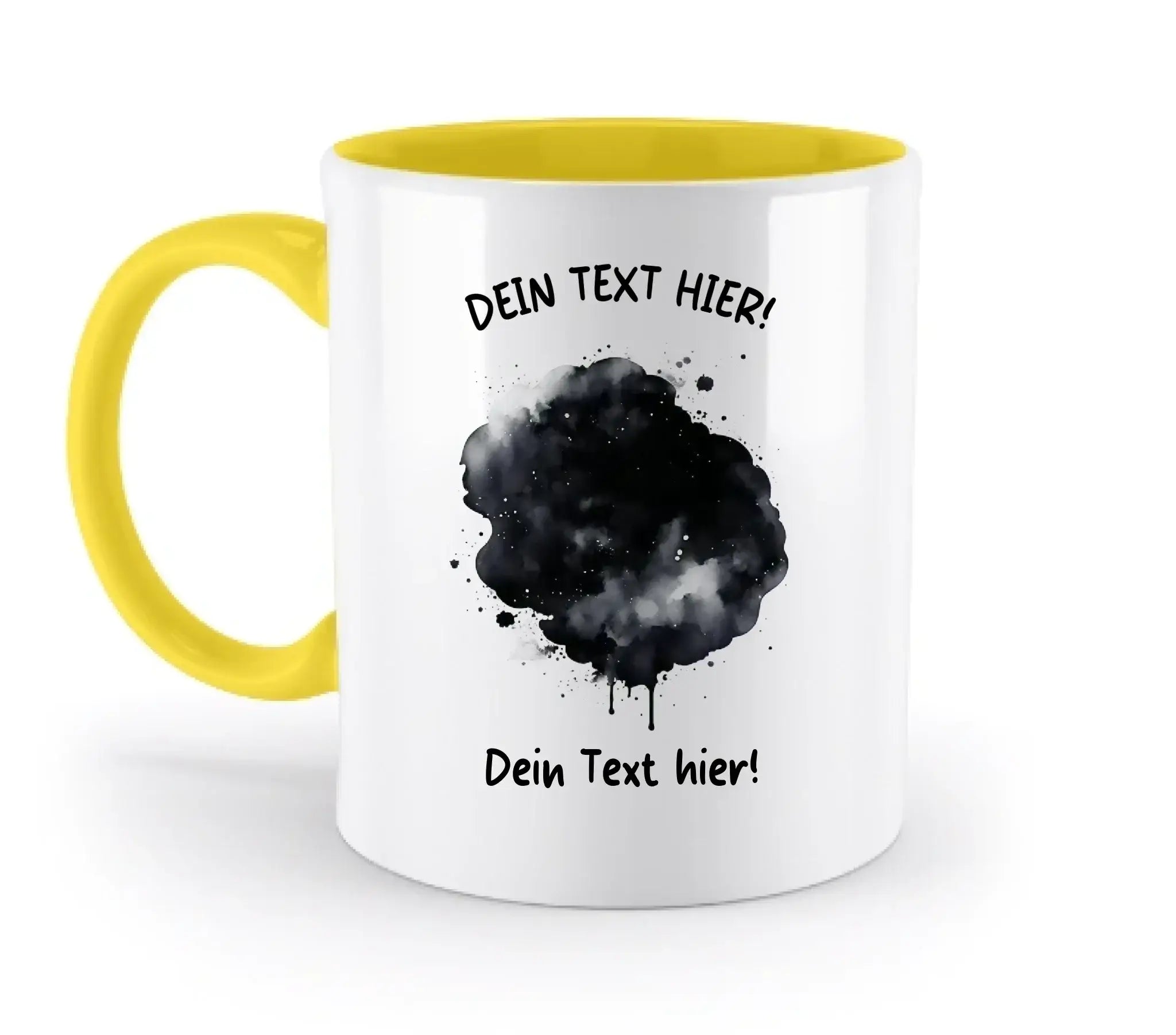 Farbklecks-Effekt • mehrere Artikel • ’Statement-Collection’ • Wunschtext • Mein Fotomotiv - Tassen / Yellow / 330ml