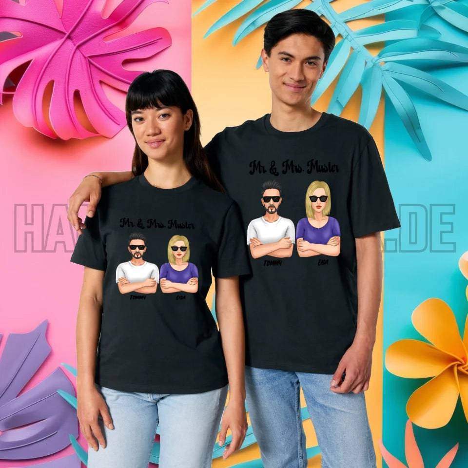 5in1: Cool Couple personalisierbar - Unisex Premium T-Shirt XS-5XL aus Bio-Baumwolle für Damen & Herren