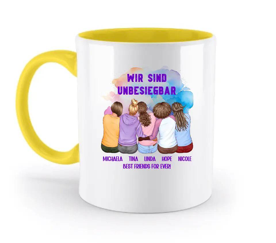 5in1: Gestalte 2-5 Freundinnen personalisierbar - zweifarbige Tasse