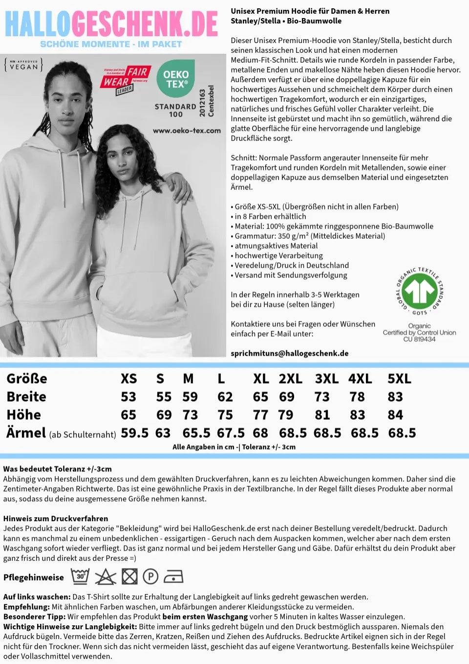 5in1: Hochzeitspaar - Unisex Premium Hoodie XS-5XL aus Bio-Baumwolle für Damen & Herren