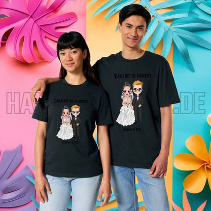 5in1: Hochzeitspaar personalisierbar - Unisex Premium T-Shirt XS-5XL aus Bio-Baumwolle für Damen & Herren