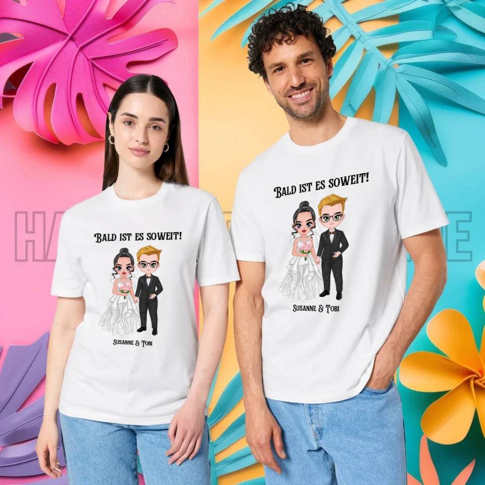 5in1: Hochzeitspaar personalisierbar - Unisex Premium T-Shirt XS-5XL aus Bio-Baumwolle für Damen & Herren