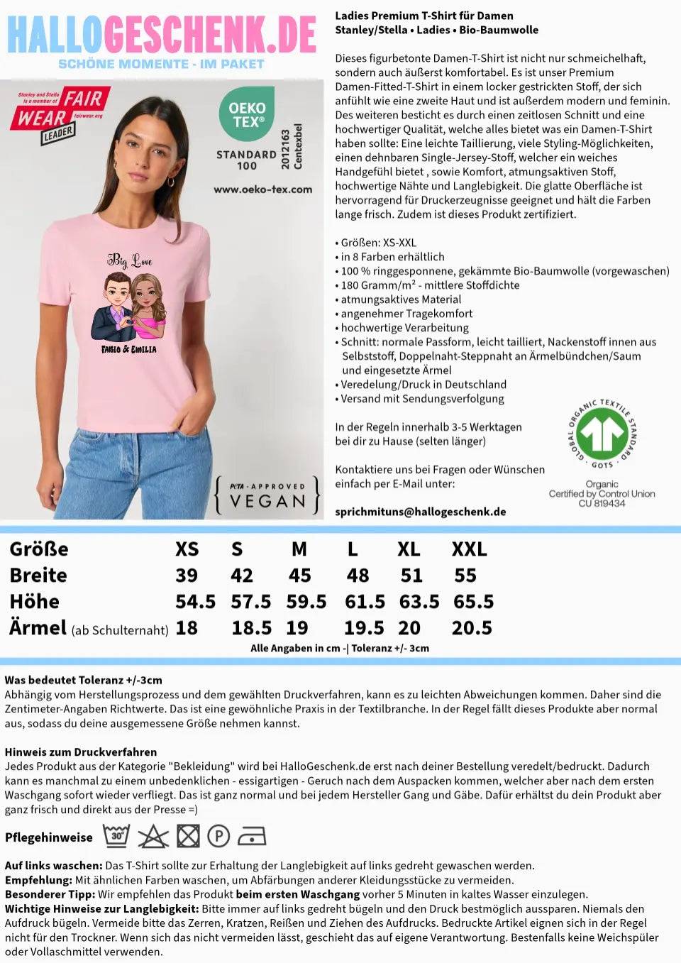 5in1: Sweet Couple - Ladies Premium T-Shirt XS-2XL aus Bio-Baumwolle für Damen