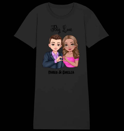 5in1: Sweet Couple personalisierbar - Ladies Premium T-Shirt Kleid aus Bio-Baumwolle S-2XL