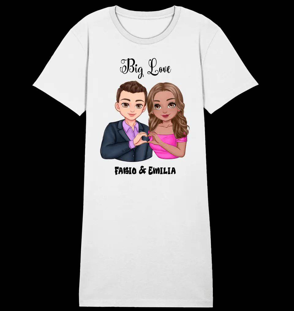 5in1: Sweet Couple personalisierbar - Ladies Premium T-Shirt Kleid aus Bio-Baumwolle S-2XL