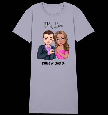 5in1: Sweet Couple personalisierbar - Ladies Premium T-Shirt Kleid aus Bio-Baumwolle S-2XL