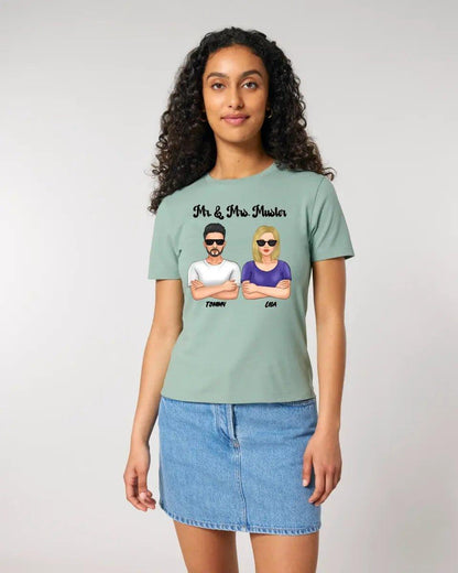 5in1: Cool Couple - Ladies Premium T - Shirt XS - 2XL aus Bio - Baumwolle für Damen - HalloGeschenk.de #geschenkideen# #personalisiert# #geschenk#