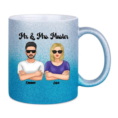 5in1: Cool Couple (personalisierbar) - Glitzertasse mit Farbverlauf - HalloGeschenk.de