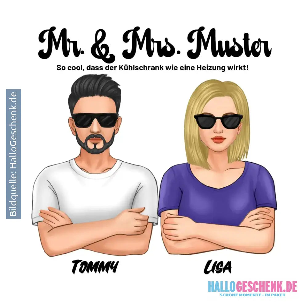 5in1: Cool Couple - STICKER 20x20 cm (Aufkleber) - White / OneSize / ausgestanzter Sticker 20x20 cm (Aufkleber)