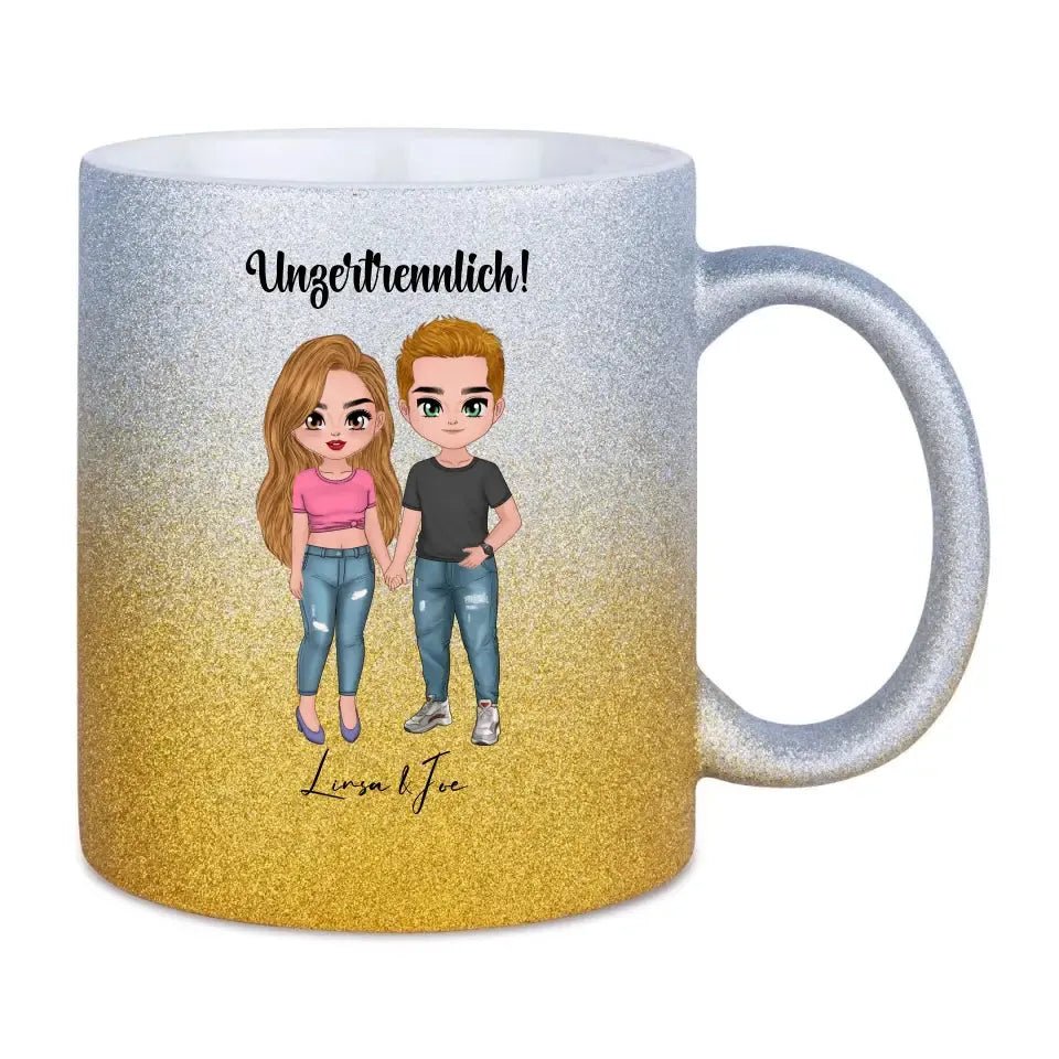 5in1: Cute People Design - Glitzertasse mit Farbverlauf von HalloGeschenk.de