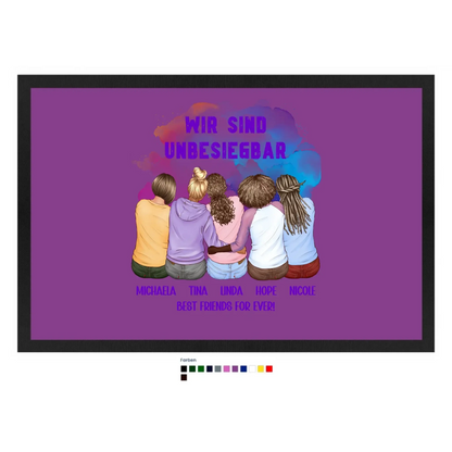 5in1: Gestalte 2-5 Freundinnen - Fußmatte mit Gummirand 60x40 cm in 12 Farben
