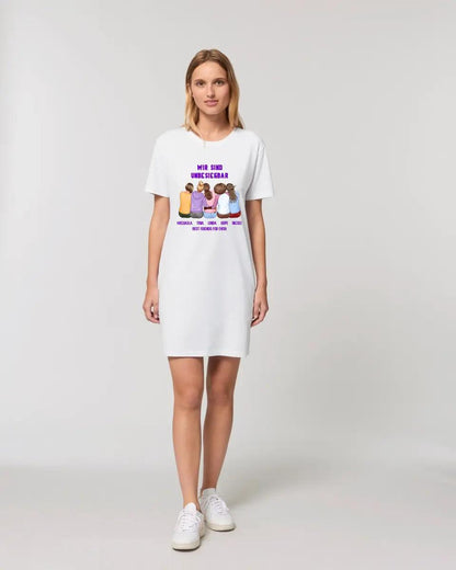5in1: Gestalte 2 - 5 Freundinnen - Ladies Premium T - Shirt Kleid aus Bio - Baumwolle S - 2XL - HalloGeschenk.de