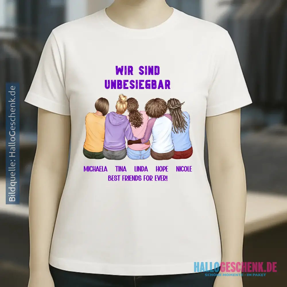 5in1: Gestalte 2-5 Freundinnen - Ladies Premium T-Shirt XS-2XL aus Bio-Baumwolle für Damen