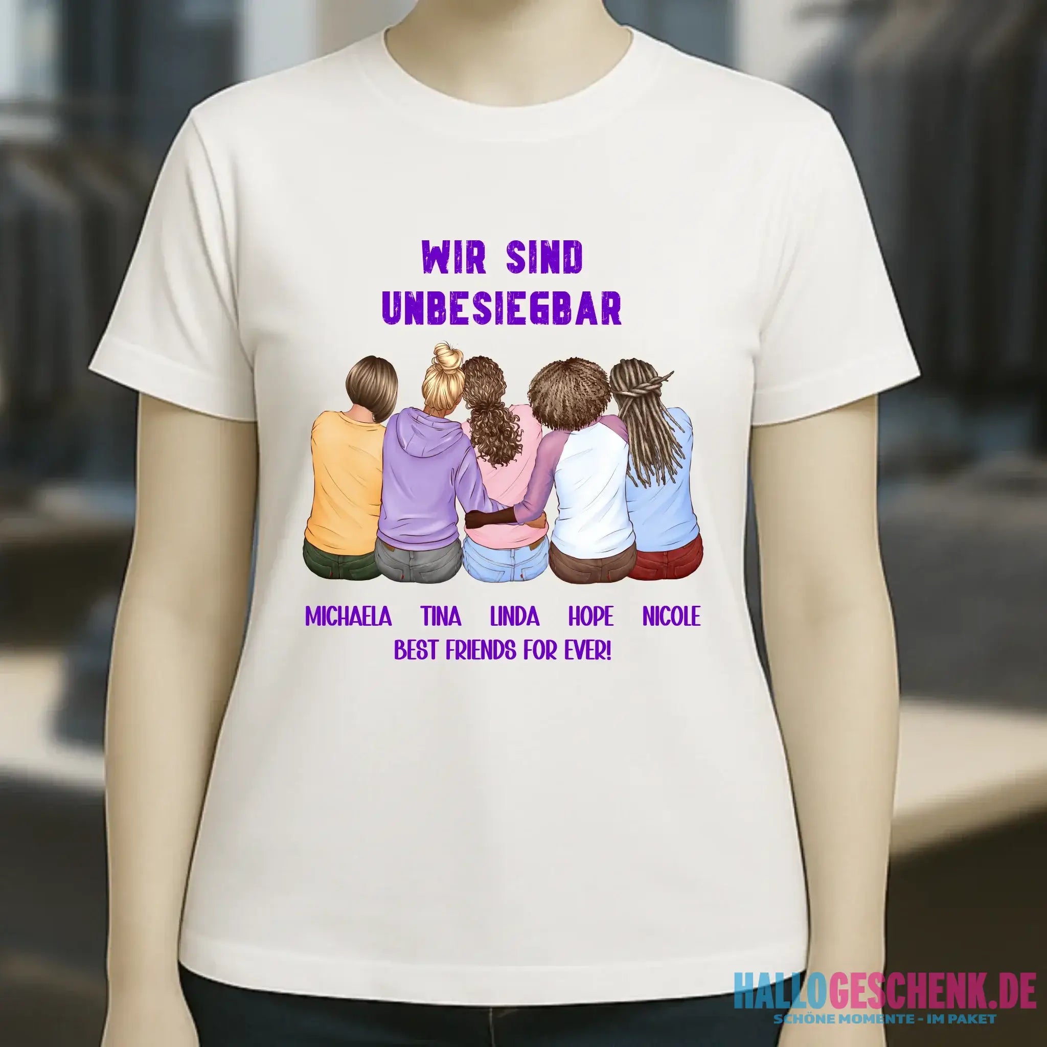 5in1: Gestalte 2-5 Freundinnen - Ladies Premium T-Shirt XS-2XL aus Bio-Baumwolle für Damen