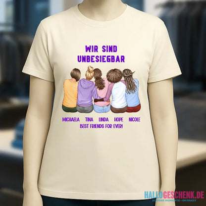 5in1: Gestalte 2-5 Freundinnen - Ladies Premium T-Shirt XS-2XL aus Bio-Baumwolle für Damen