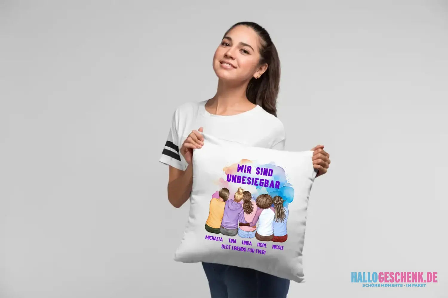 5in1: Gestalte 2-5 Freundinnen personalisierbar - Kissen 40x40 cm