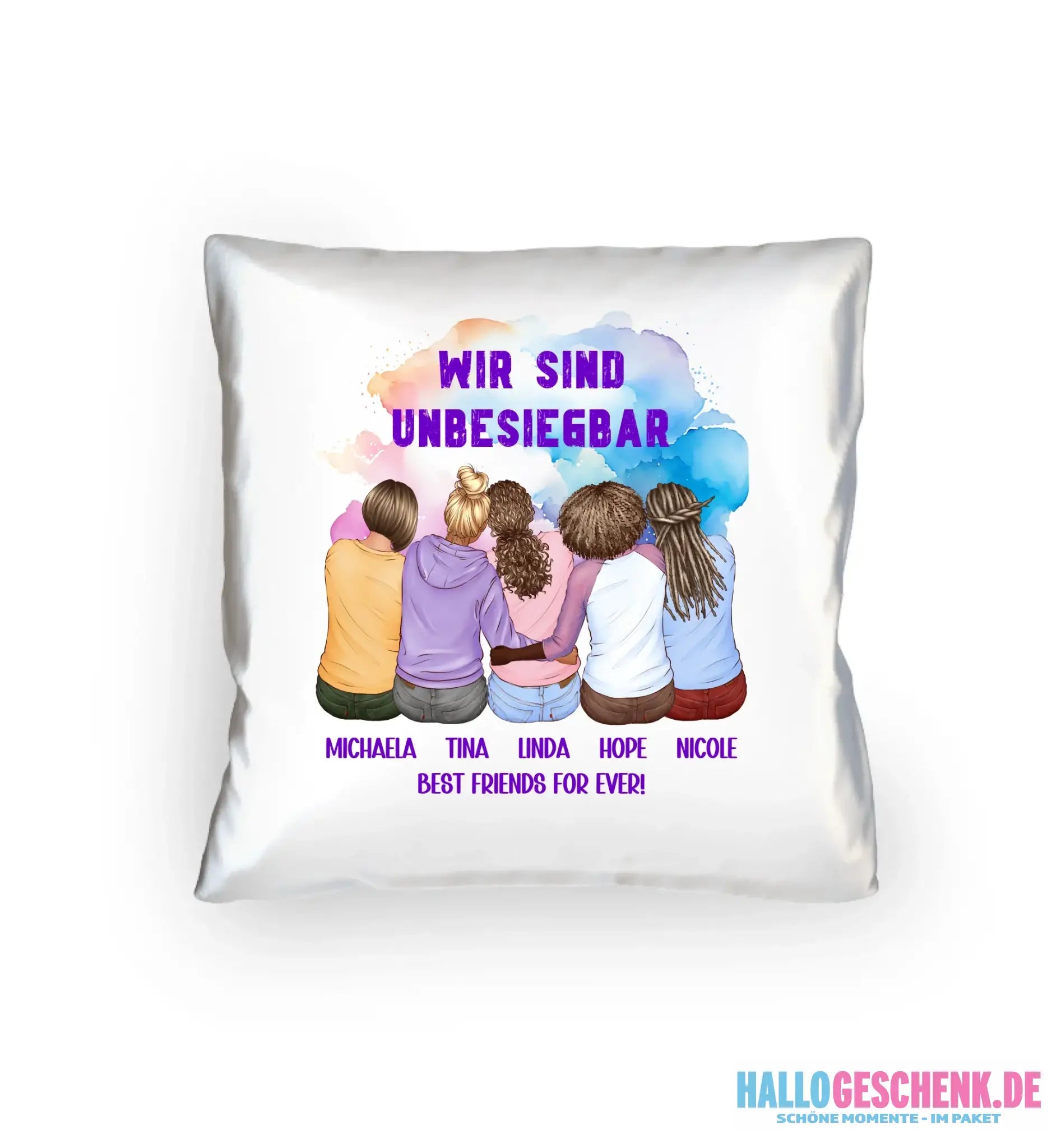 5in1: Gestalte 2-5 Freundinnen personalisierbar - Kissen 40x40 cm