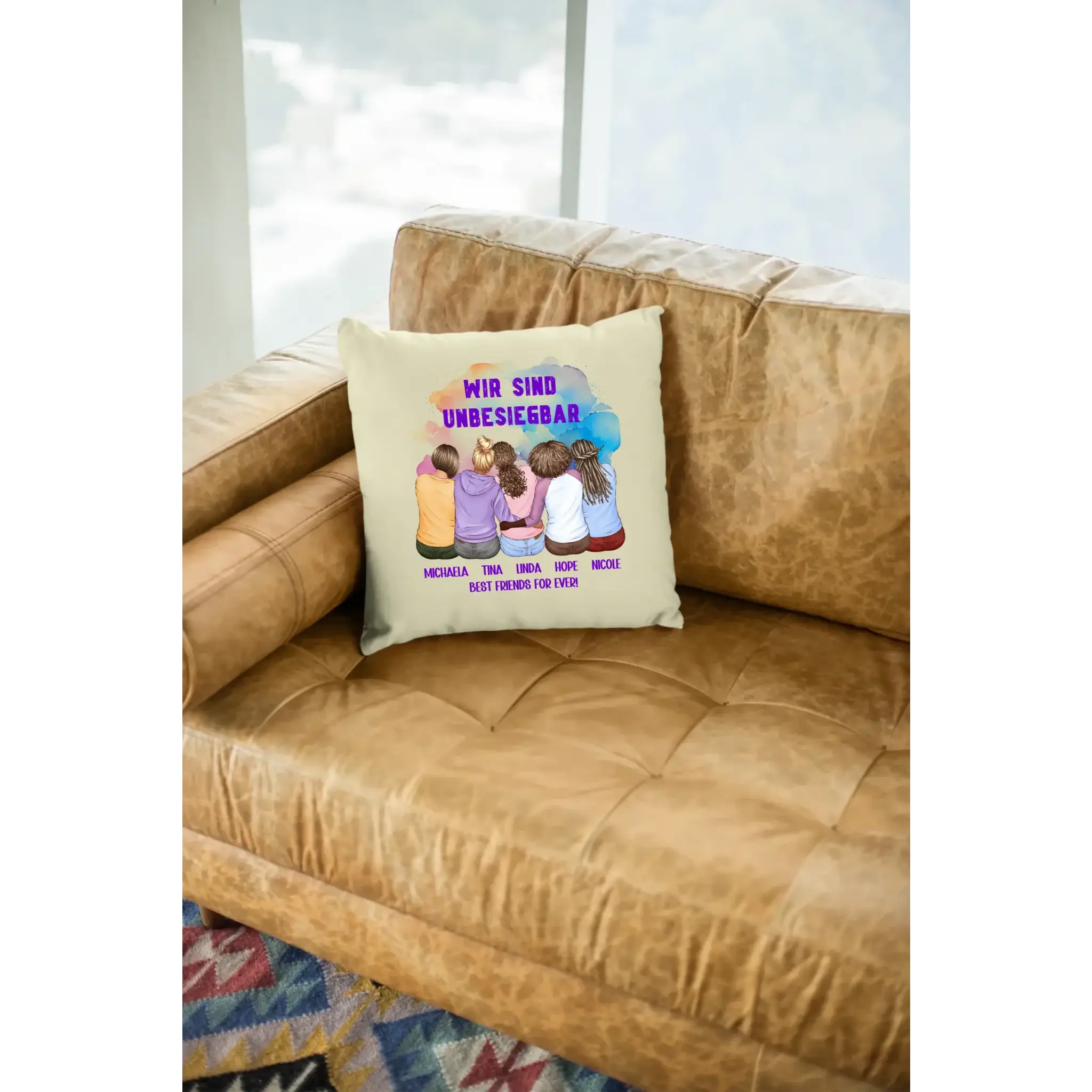5in1: Gestalte 2-5 Freundinnen personalisierbar - Kissen 40x40 cm