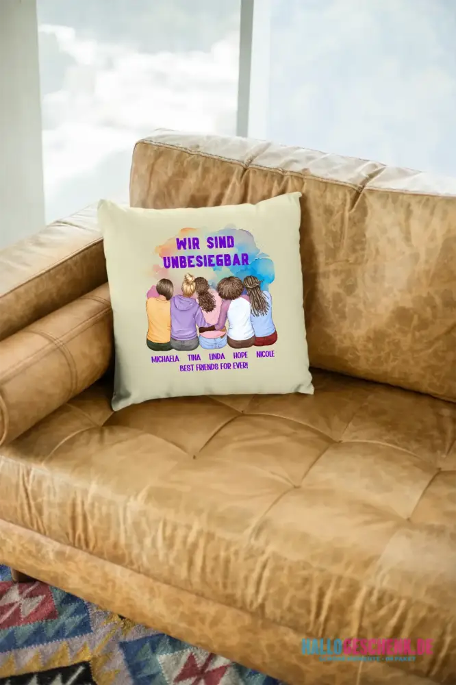 5in1: Gestalte 2-5 Freundinnen personalisierbar - Kissen 40x40 cm