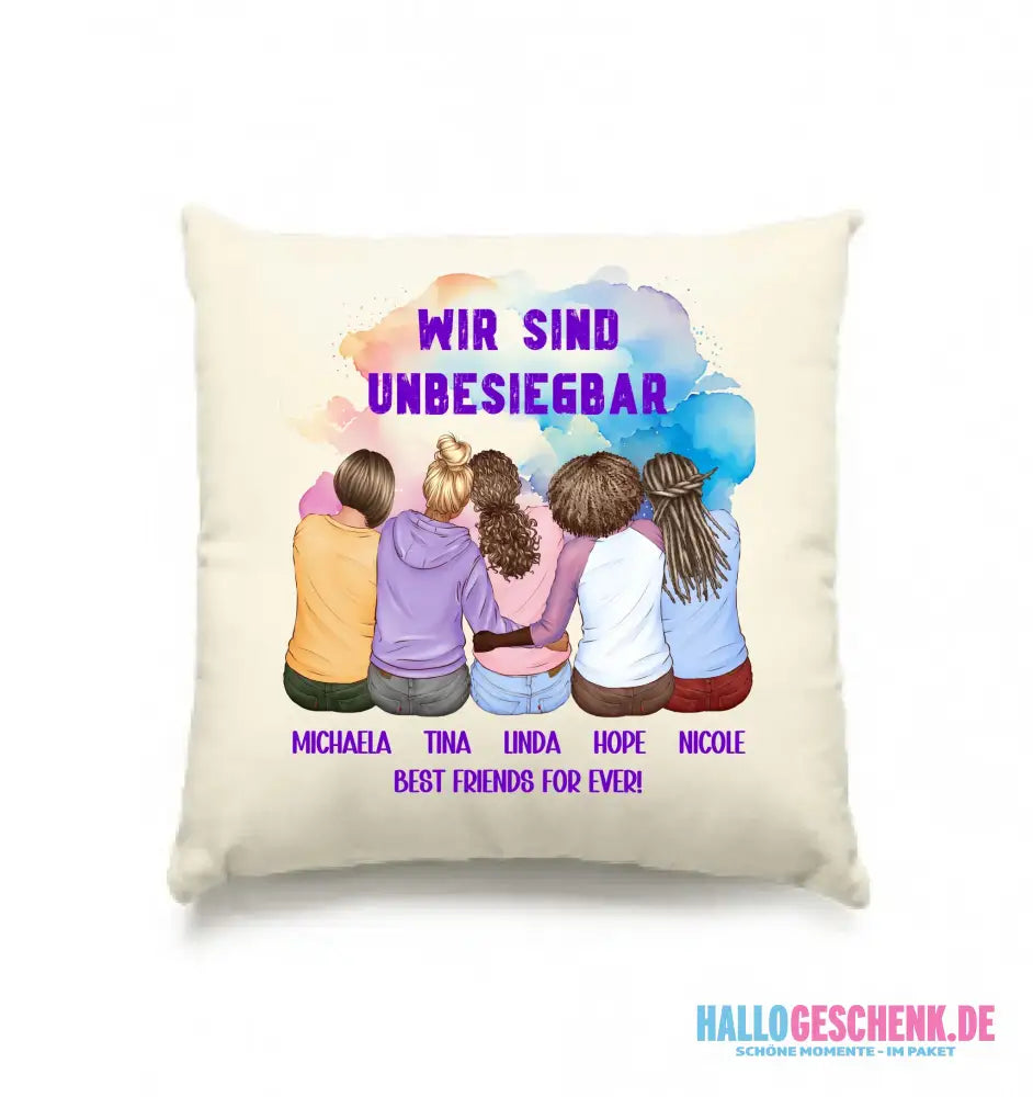 5in1: Gestalte 2-5 Freundinnen personalisierbar - Kissen 40x40 cm
