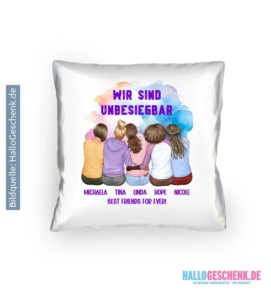 5in1: Gestalte 2-5 Freundinnen personalisierbar - Kissen 40x40 cm