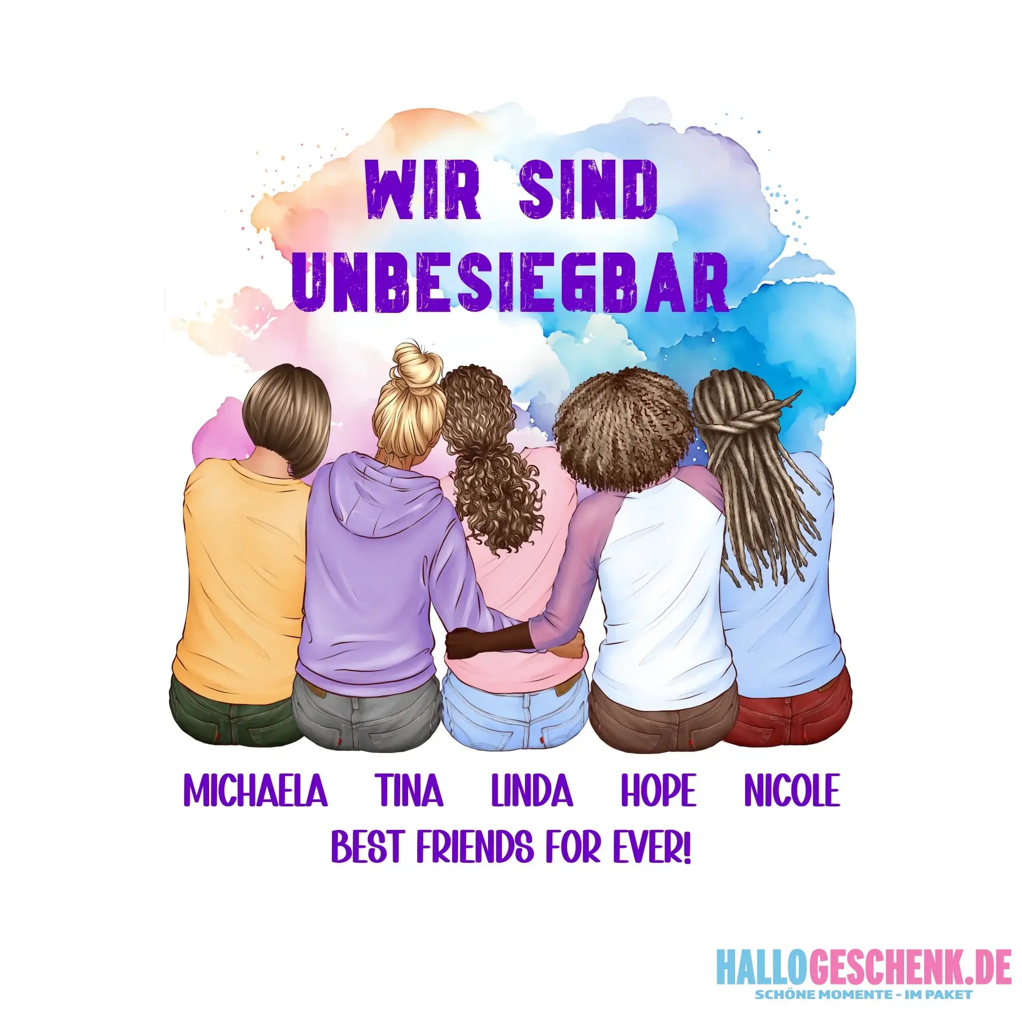 5in1: Gestalte 2-5 Freundinnen personalisierbar • STICKER 20x20 cm Aufkleber