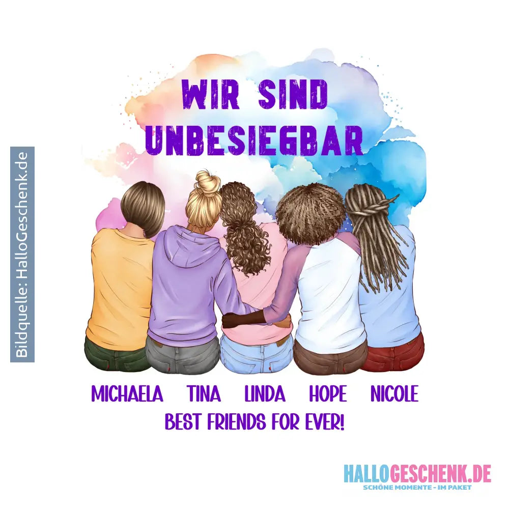 5in1: Gestalte 2-5 Freundinnen personalisierbar • STICKER 20x20 cm Aufkleber