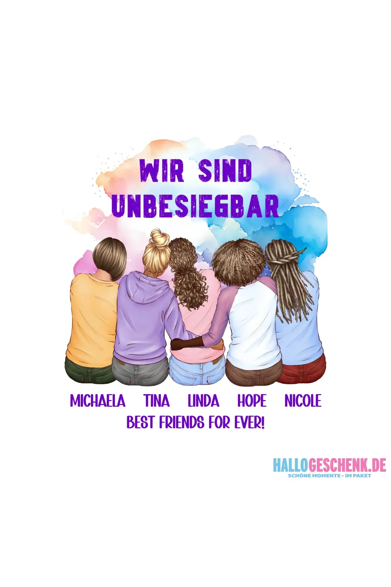 5in1: Gestalte 2-5 Freundinnen personalisierbar • STICKER 20x20 cm Aufkleber