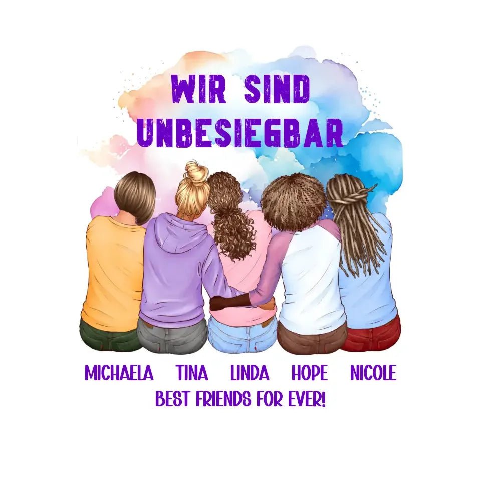 5in1: Gestalte 2 - 5 Freundinnen (personalisierbar) • STICKER 20x20 cm (Aufkleber) von HalloGeschenk.de