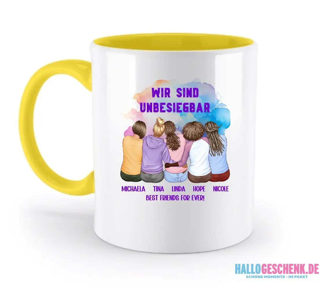 5in1: Gestalte 2-5 Freundinnen personalisierbar - zweifarbige Tasse