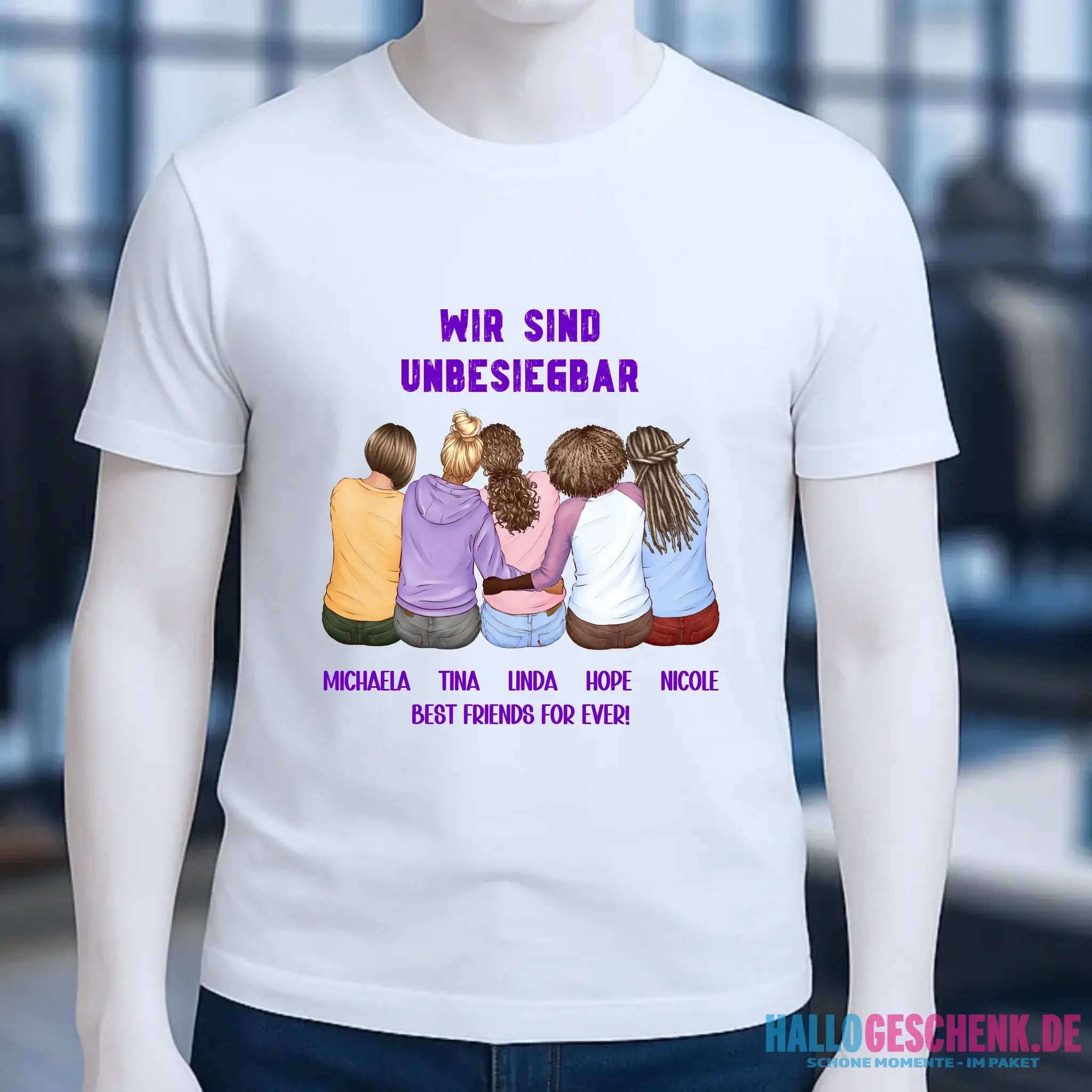 5in1: Gestalte 2-5 Freundinnen - Unisex Premium T-Shirt XS-5XL aus Bio-Baumwolle für Damen & Herren