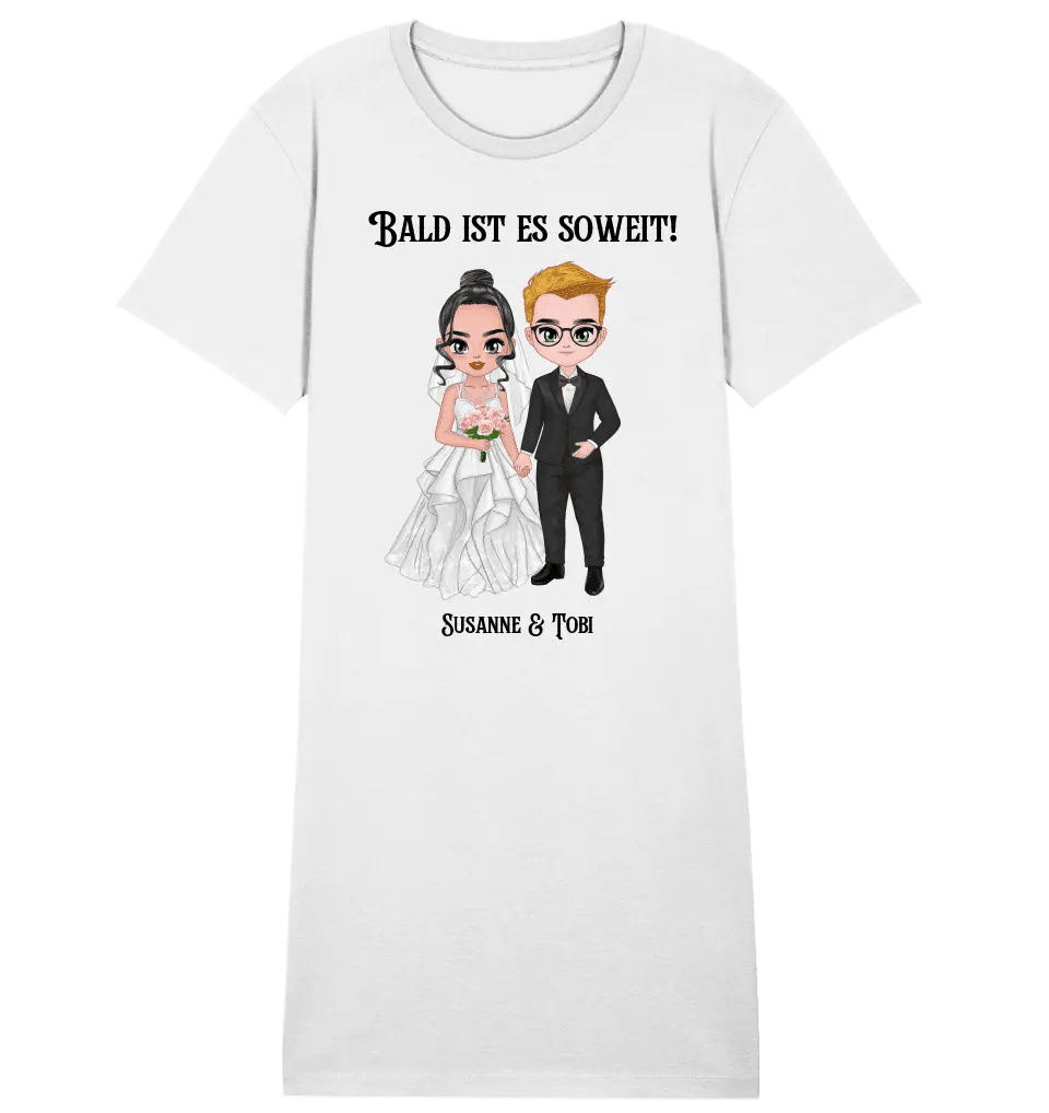 5in1: Hochzeitspaar - Ladies Premium T - Shirt Kleid aus Bio - Baumwolle S - 2XL - HalloGeschenk.de #geschenkideen# #personalisiert# #geschenk#