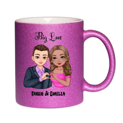 5in1: Sweet Couple (personalisierbar) - Glitzertasse ohne Farbverlauf - HalloGeschenk.de