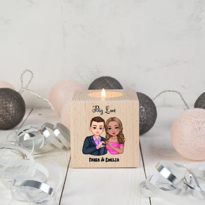 5in1: Sweet Couple (personalisierbar) - Teelichthalter/Kerzenständer - HalloGeschenk.de