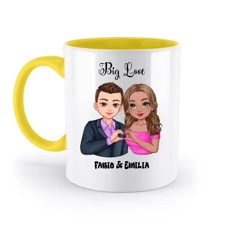 5in1: Sweet Couple personalisierbar - Zweifarbige Tasse